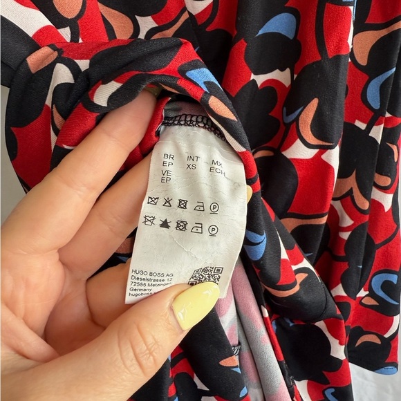 BOSS ELEIKA PRINT JERSEY SHEATH DRESS FLORAL RED BLACK Size XS - Picture 8 of 16